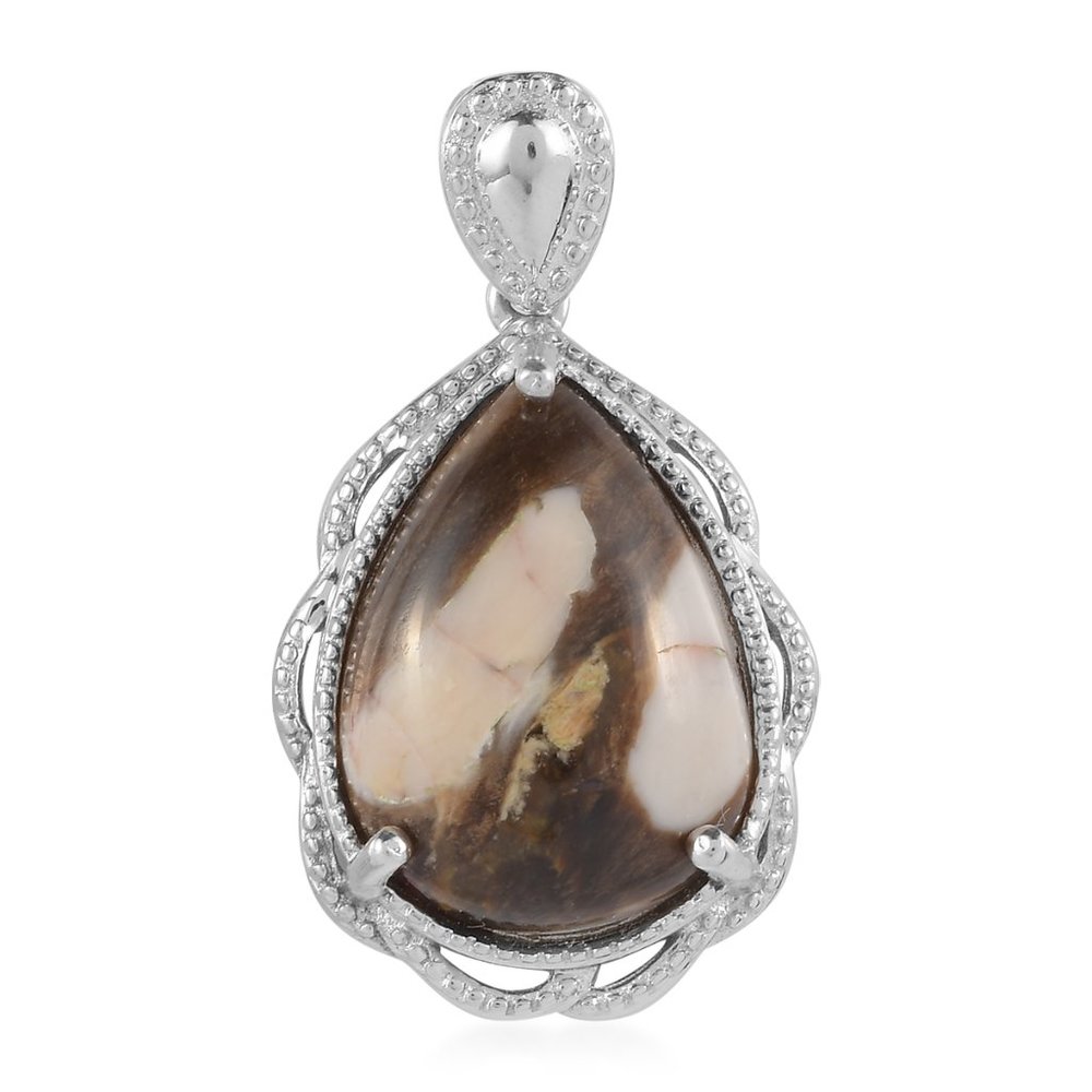 Peanut Wood Jasper Pendant in Platinum Over Copper